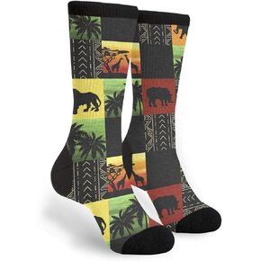 African Wildlife Park Unisex Adult Fun Cool 3D Print Colorful Athletic Sport Novelty Crew Tube Socks