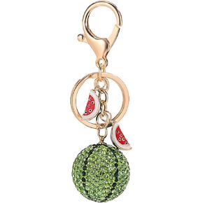 Watermelon Keychain Fruit Food Keychain Crystal Rhinestone Charm Cute Creative Keyring Key Charm for Purse Backpack Car Key Pendant Decorative Key Holder for Women