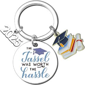 Graduation Class Of 2025 Gifts For Her Him Unique Graduation Decorations Keychain Gifts For Boys Girls College Masters Graduation Cute The Tassel Was Worth The Hassle Keyring Grad Gifts