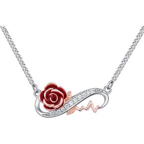 Forever Love Heart Sterling Silver Nurse Infinity Heartbeat Necklace for Women - Sentimental Necklace for Girlfriend - Jewelry for Valentine Wife Mother Days Christmas Gifts