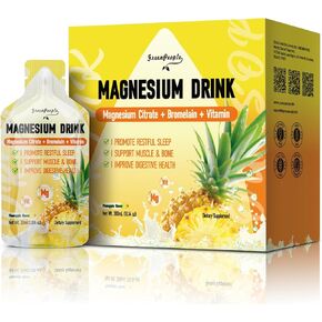 7-in-1 Magnesium Citrate Liquid, Magnesium Citrate Supplements Drink with 280mg Magnesium, Zinc, Bromelain, Vitamin C D3 B6, Muscle & Sleep Support for Kids & Adult, 1 fl.Oz (10Pcs)