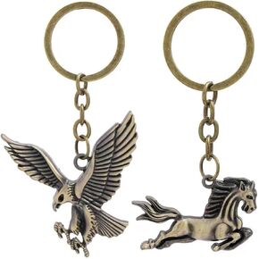 Generic Cute Keychain Set, 2 Pieces, Vintage Bronze Metal Funny Key Ring Pendant Charms Gift Accessories for Women Men (Eagle/Horse), Small