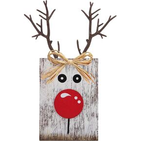 Christmas Reindeer Decor Reindeer Sign Farmhouse Reindeer Table Sign Wooden Winter Rustic Christmas Decorations Vintage Reindeer Block for Home Kitchen Xmas Party Mantel Tiered Tray Gift