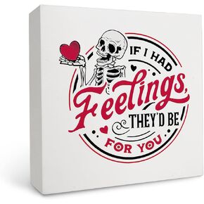 علامة خشبية لعيد الحب بهيكل عظمي OFlich - علامة صندوق خشبي مضحك لعيد الحب على الطراز القوطي، ديكور طاولة مكتب على شكل جمجمة لعيد الحب in Kuwait