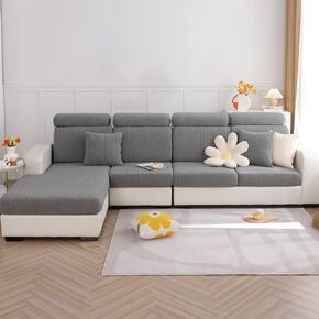 cjc 2023 New Universal Sofa Cover, Wear-Resistant High Stretch Couch Cushion Slipcovers, Anti-Slip L Shape Sofa Covers - Tear Stain Resistant Sofa Protector (Dark Gray, Back Cover M)