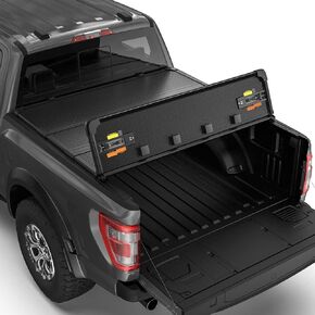 Hard Quad-Fold Truck Bed Tonneau Cover w/LED Lamp Compatible with 2017-2022 Titan 5.8FT Bed…