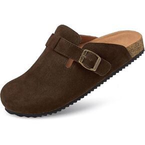 ZUSERIS Women's Suede Clogs Leather Mules Cork Footbed Potato Shoes Comfort Slip on Sandals with Arch Support in Saudi Arabia