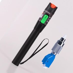 Visual Fault Locator 30mW 30KM, VFL Tester Kit Include Single Mode 9/125um FC Male to LC Female Adapter, Red Light Pen for Fiber Network Cable Test