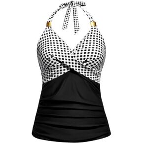 Women's Tankini Top Only - Halter Swim Top 2025 Tummy Control Bathing Suit Top No Bottom