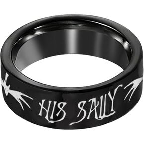Her Jack His Sally Couple Rings Band for Women Men Promise Matching Wedding Thumb Middle Comfort Fit Finger Black Stainless Steel Romantic Eternity Engagement Birthday Valentine's Day Gifts