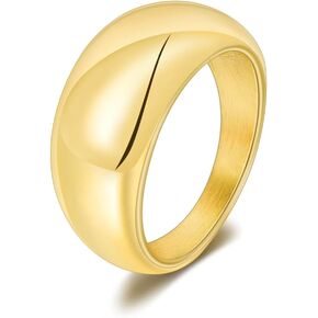 CANDYFANCY Gold statement Rings for Women Chunky Band Puffy Dome Croissant Thumb Band Twisted Stacking Ring Fashion Minimalist Thick Thumb Index Finger Ring