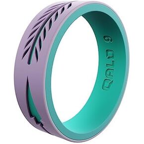 QALO Women's Rubber Silicone Ring, Arrow Strata Rubber Wedding Band, Breathable, Durable Engagement Silicone Ring, 6mm Wide 1.85mm Thick