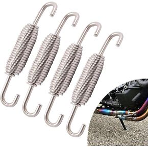 4 PCS Motorcycle Exhaust Muffler Pipe Springs, Motorcycle Modified Exhaust Pipe Stainless Steel Tension Spring Hook, Universal for Most Motorcycles (Single Active Hook)