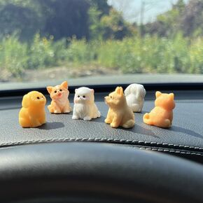 Set of 6 Cute Dogs Car Dash Decorations Funny Dogs Car Dashboard Accessories Kawaii Car Rear View Mirror Accessoeies for Women Men Dogs Lovers