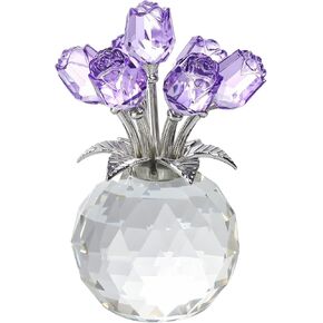 Enjinkail Blue Rose Flower Crystal Figurine with Vase, Bouquet Flowers Ornament Gifts for Wife Girlfriend Women, Handmade Crystal Flower Collectible Home Table Decor ​for Valentine's Day Wedding