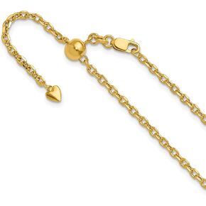 Avariah 14K Yellow Gold Adjustable 2.5mm Semi-Solid Diamond Cut Cable Chain - Made In Italy 22" 30"