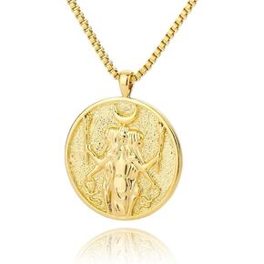 Artemis Aphrodite Athena Necklace,Greek Mythology Minimalist Dainty Hecate Necklace,Coin Medallion Necklace for Women