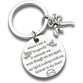 Christmas Gift for Dragonfly Lover Dragonfly Memorial Gift Dragonfly Jewelry Your Spirit Is Always With Me Keychain
