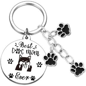 Dog Mom Gifts Keychain for Women - Best Dog Mom Ever Birthday Keychains for Dog Lovers, Funny Dog Present Keyring for Women Girl Dog Walker Dogs Moms Dog Trainers