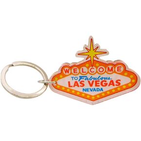 Westmon Works Las Vegas Welcome Sign Keychain Acrylic Key Fob with Metal Ring Souvenir, Made in the USA