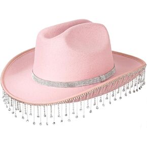 FADACHY Cowgirl Hats for Women Costume Western Wide Brim Cowboy Hat Rhinestone Cowgirl Wedding Party Fedora Hat