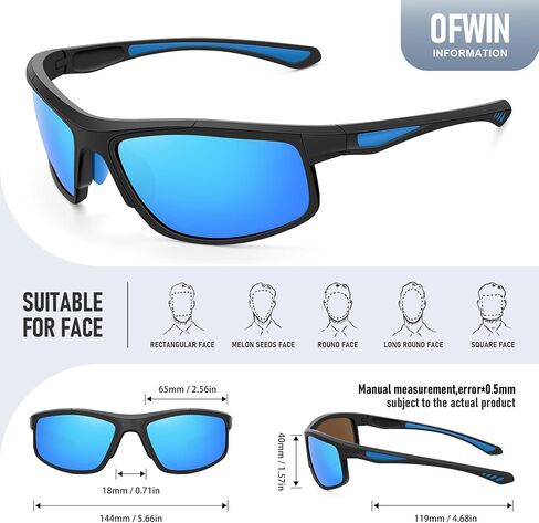 Sports Sunglasses for Men Women Polarized UV Protection Fishing Driving Cycling Bik Running Wrap Around Sun Glasses in Kuwait