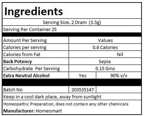 Sepia 2 Dram Globules in 200C Potency Pack of 3 in Saudi Arabia