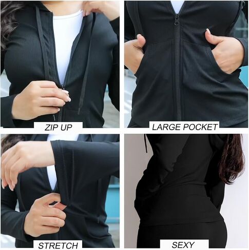 YeGine Women 2 Piece Outfits Long Sleeve Tracksuit Bodycon Matching Sets Hoodie Jacket Jogging Suit in Kuwait