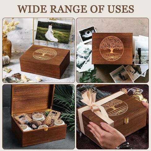 Large Tree of Life Wooden Keepsake Box - Elegant Vintage Jewelry Box Storage Box Durable Wooden Box for Storing Photos, Gifts, Jewelry, Decorative Wooden Memory Box with Anti-Slip Pads in Kuwait