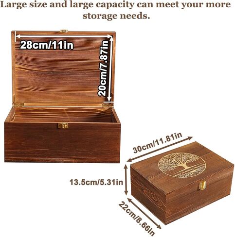 Large Tree of Life Wooden Keepsake Box - Elegant Vintage Jewelry Box Storage Box Durable Wooden Box for Storing Photos, Gifts, Jewelry, Decorative Wooden Memory Box with Anti-Slip Pads in Kuwait