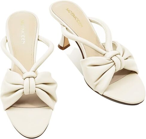 Women's Bow Heeled Sandals Kitten Heel Bowknots Slip On Open Round Toe Low Heels Sandals for Women Dressy Shoes Work Home Party Concert in Saudi Arabia