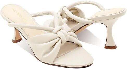 Women's Bow Heeled Sandals Kitten Heel Bowknots Slip On Open Round Toe Low Heels Sandals for Women Dressy Shoes Work Home Party Concert in Saudi Arabia