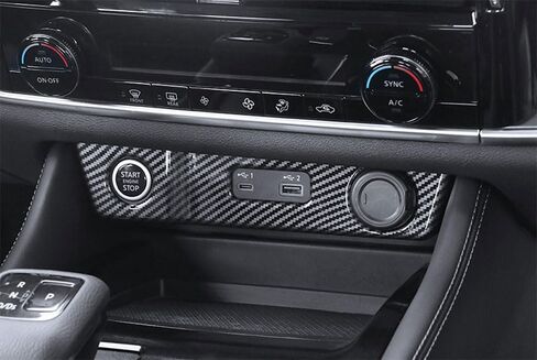 Cigarette Lighter Panel Cover Trim Compatible with Nissan Rogue 2021 2022 2023 Center Console USB Panel Cover Interior Car Accessories ABS 1PC (Carbon Fiber Style) in Kuwait