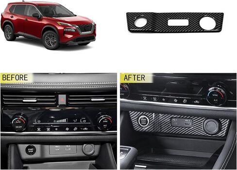 Cigarette Lighter Panel Cover Trim Compatible with Nissan Rogue 2021 2022 2023 Center Console USB Panel Cover Interior Car Accessories ABS 1PC (Carbon Fiber Style) in Kuwait