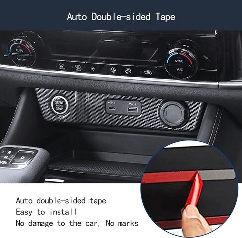 Cigarette Lighter Panel Cover Trim Compatible with Nissan Rogue 2021 2022 2023 Center Console USB Panel Cover Interior Car Accessories ABS 1PC (Carbon Fiber Style) in Kuwait
