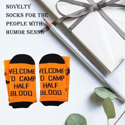 Percy Movie Gift Camp Half-Blood Gift Greek Mythology Gift Welcome To Camp Half-Blood Socks for Book Lovers in Saudi Arabia