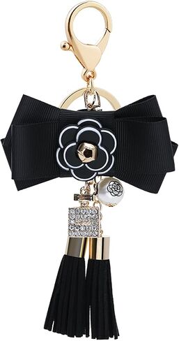 Bowknot Keychain for Women Bow Tassels Key Chain Cute Purse Bow Charm Key Ring Holder Purse Handbag charms in Saudi Arabia