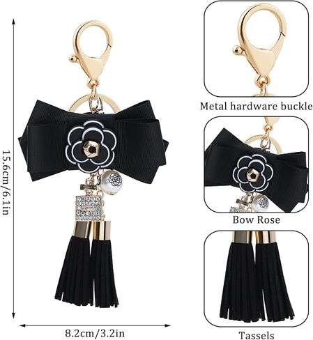 Bowknot Keychain for Women Bow Tassels Key Chain Cute Purse Bow Charm Key Ring Holder Purse Handbag charms in Saudi Arabia