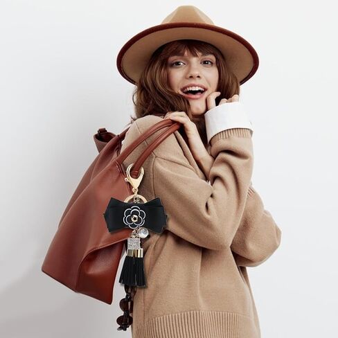 Bowknot Keychain for Women Bow Tassels Key Chain Cute Purse Bow Charm Key Ring Holder Purse Handbag charms in Saudi Arabia