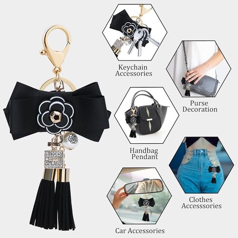 Bowknot Keychain for Women Bow Tassels Key Chain Cute Purse Bow Charm Key Ring Holder Purse Handbag charms in Saudi Arabia