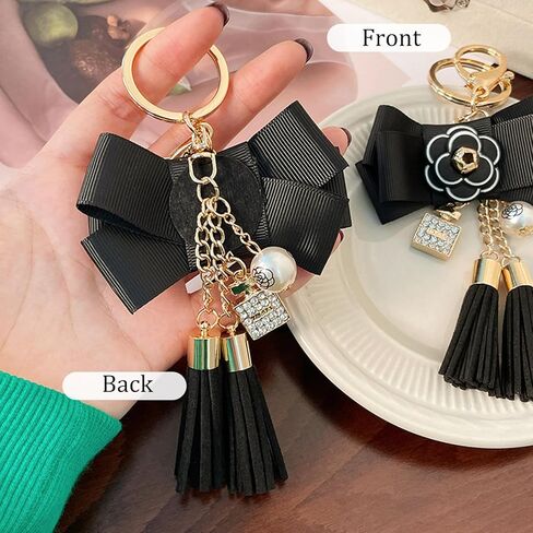 Bowknot Keychain for Women Bow Tassels Key Chain Cute Purse Bow Charm Key Ring Holder Purse Handbag charms in Saudi Arabia