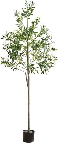 شجرة زيتون صناعية، شجرة صناعية بطول 6 أقدام في أوراق فرع أوليفر وفواكه لديكور المنزل الحديث في الداخل (70 بوصة، شجرة زيتون) in Kuwait