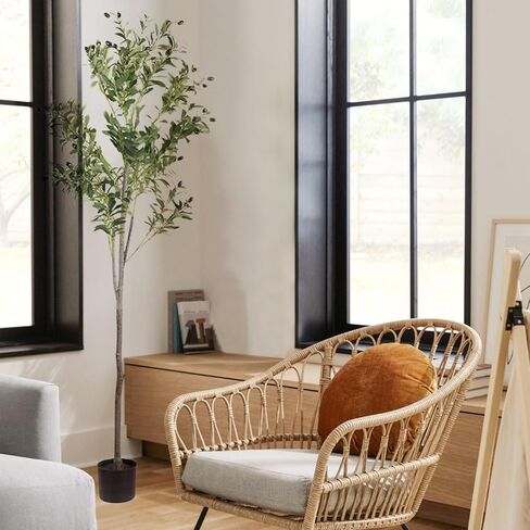 شجرة زيتون صناعية، شجرة صناعية بطول 6 أقدام في أوراق فرع أوليفر وفواكه لديكور المنزل الحديث في الداخل (70 بوصة، شجرة زيتون) in Kuwait