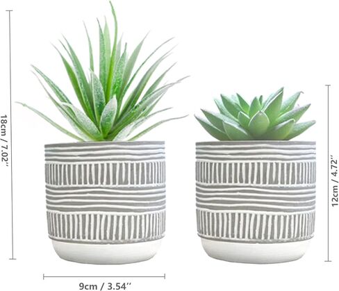 HelaCueil 2 Pack Artificial Succulent Plants 7'' & 5'' Potted Home Decoration Cement Pots in Saudi Arabia