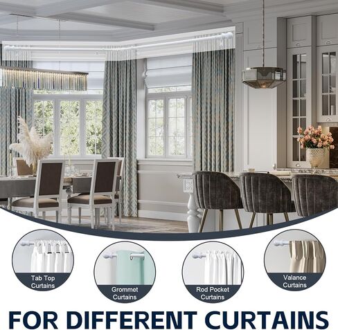 1 Inch Bay Window Curtain Rods 32-96 Inch Retractable Metal Corner Curtain Rods for Blackout Curtains with Wall Mount Black Round Finials in Kuwait