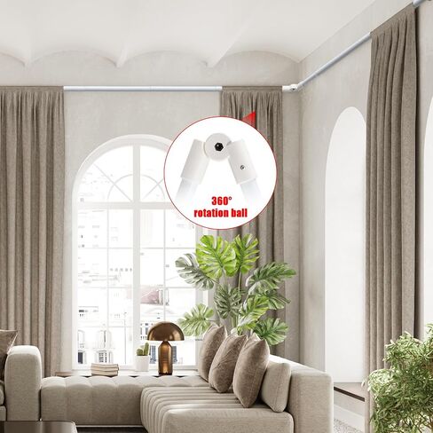 1 Inch Bay Window Curtain Rods 32-96 Inch Retractable Metal Corner Curtain Rods for Blackout Curtains with Wall Mount Black Round Finials in Kuwait