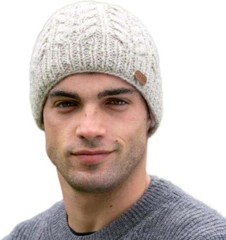 Traditional Irish Wool Beanie Cap for Men, 100% Wool, Internal Lining, Made in Ireland in Saudi Arabia