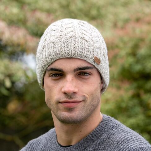 Traditional Irish Wool Beanie Cap for Men, 100% Wool, Internal Lining, Made in Ireland in Saudi Arabia