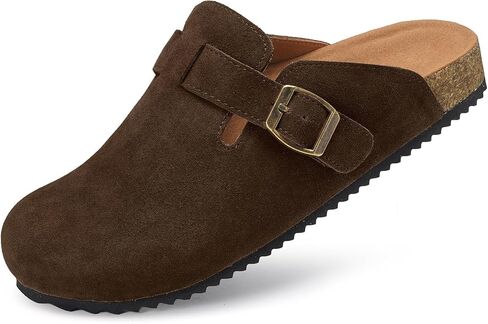 ZUSERIS Women's Suede Clogs Leather Mules Cork Footbed Potato Shoes Comfort Slip on Sandals with Arch Support in Saudi Arabia