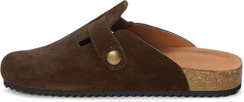 ZUSERIS Women's Suede Clogs Leather Mules Cork Footbed Potato Shoes Comfort Slip on Sandals with Arch Support in Saudi Arabia